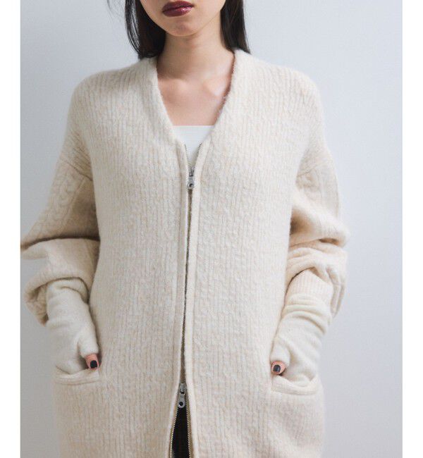 ADAM ET ROPE'「【WEB限定】ミックスパターンジップミドルカーディガン」|カーディガン|