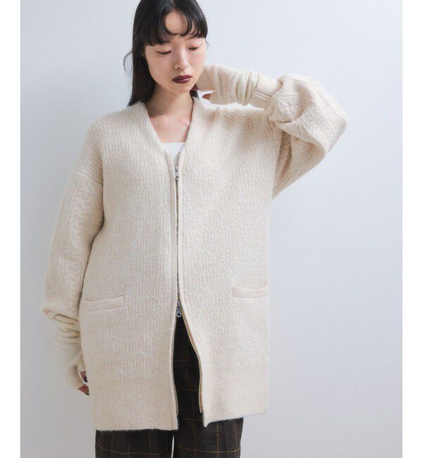 ADAM ET ROPE'「【WEB限定】ミックスパターンジップミドルカーディガン」|カーディガン|