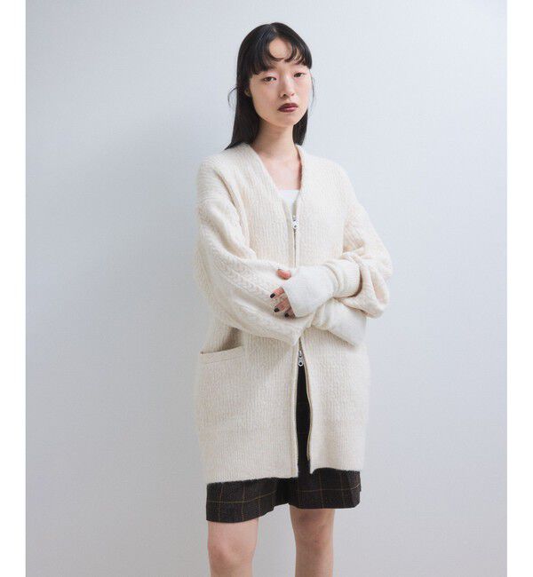 ADAM ET ROPE'「【WEB限定】ミックスパターンジップミドルカーディガン」|カーディガン|