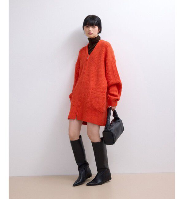 ADAM ET ROPE'「【WEB限定】ミックスパターンジップミドルカーディガン」|カーディガン|