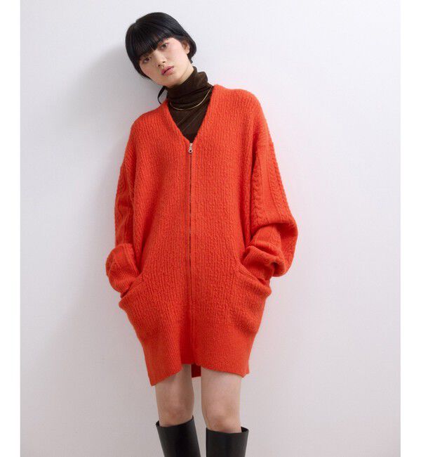 ADAM ET ROPE'「【WEB限定】ミックスパターンジップミドルカーディガン」|カーディガン|