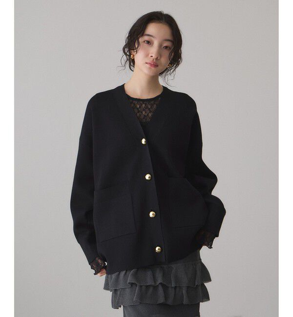 ADAM ET ROPE'「【サステナブル】ロゴボタンミドルカーディガン」|カーディガン|