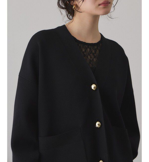 ADAM ET ROPE'「【サステナブル】ロゴボタンミドルカーディガン」|カーディガン|