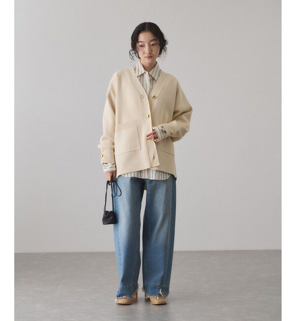 ADAM ET ROPE'「【サステナブル】ロゴボタンミドルカーディガン」|カーディガン|