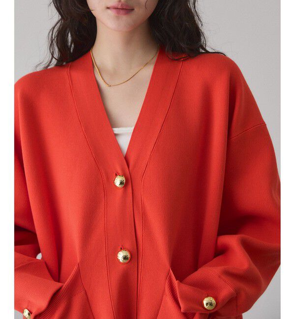 ADAM ET ROPE'「【サステナブル】ロゴボタンミドルカーディガン」|カーディガン|オレンジ系(71)