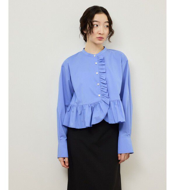 ADAM ET ROPE'「【サステナブル】ロングスリーブフリルブラウス」|シャツ・ブラウス|