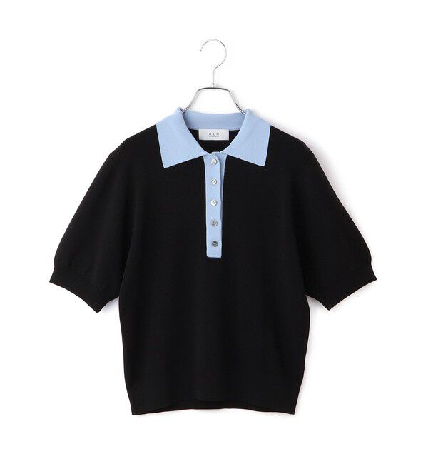 ADAM ET ROPE'「【WEB限定】ハーフスリーブバイカラーポロニット」|ポロシャツ|