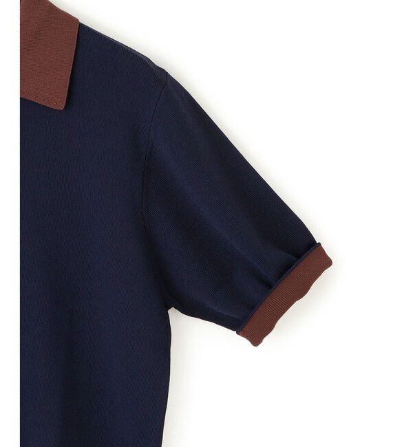 ADAM ET ROPE'「【WEB限定】ハーフスリーブバイカラーポロニット」|ポロシャツ|