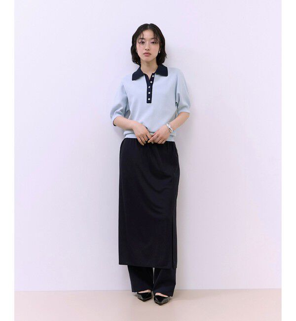 ADAM ET ROPE'「【WEB限定】ハーフスリーブバイカラーポロニット」|ポロシャツ|