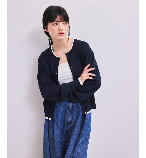 ADAM ET ROPE'「【WEB限定】バイカラーカーディガン」|カーディガン|