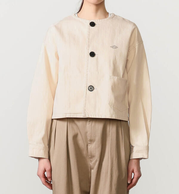 DANTON「DANTON | カツラギコットン ノーカラーショートジャケット WOMEN」|ノーカラージャケット|