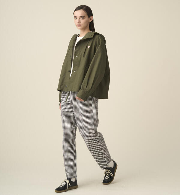 DANTON「DANTON | コットンリネンダンプ ショートフードジャケット WOMEN」|テーラードジャケット|