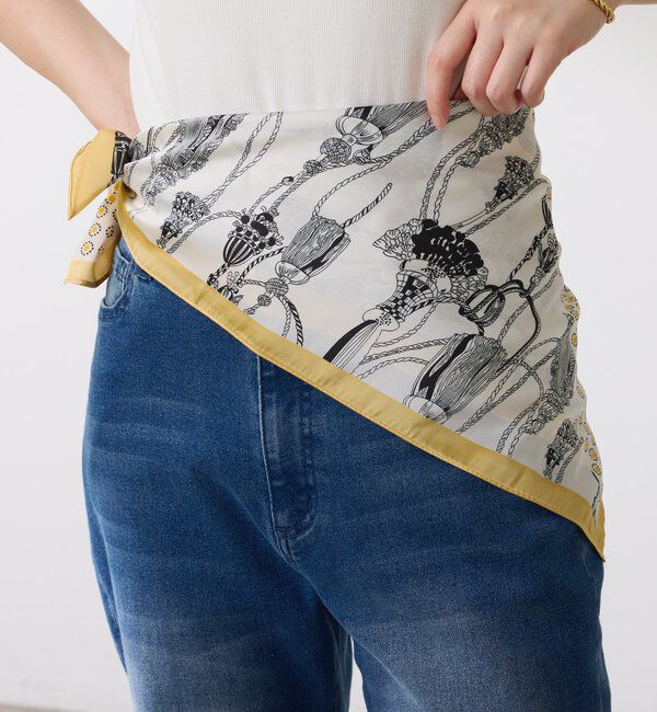  「【PAPILLONNER/パピヨネ】ミックス柄スカーフ」|マフラー|イエロー