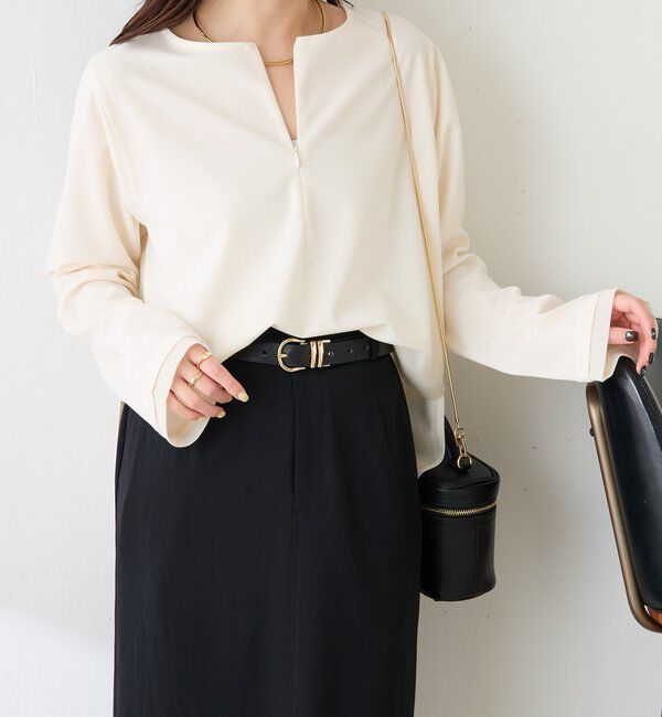  「袖シアー切替ジョーゼットロンT」|Tシャツ・カットソー|