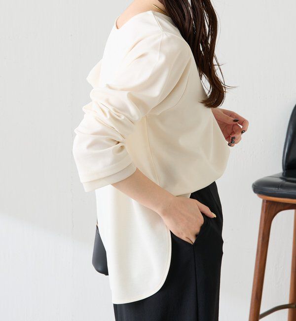  「袖シアー切替ジョーゼットロンT」|Tシャツ・カットソー|