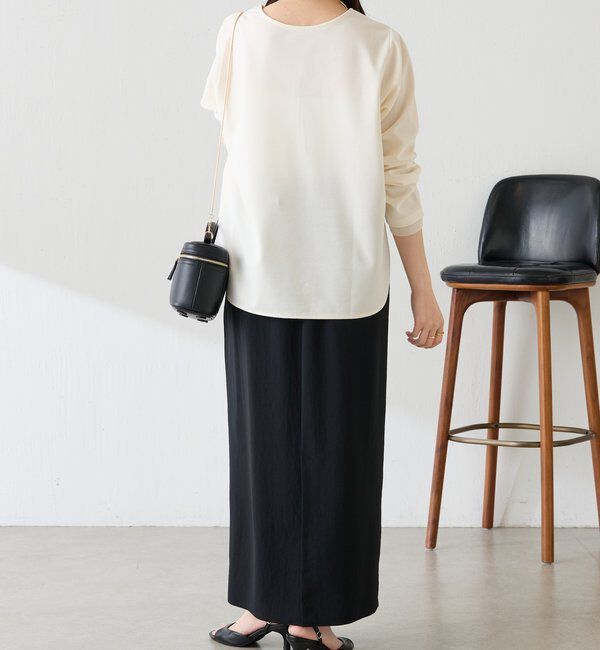  「袖シアー切替ジョーゼットロンT」|Tシャツ・カットソー|