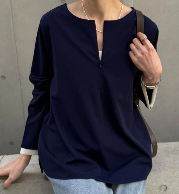  「袖シアー切替ジョーゼットロンT」|Tシャツ・カットソー|