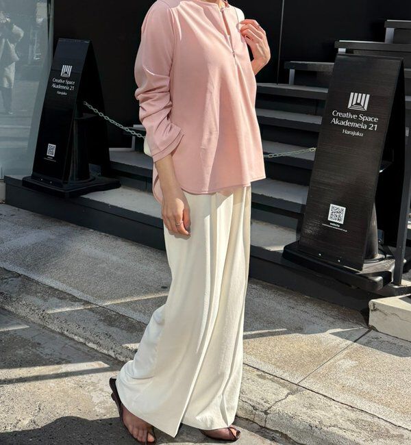  「袖シアー切替ジョーゼットロンT」|Tシャツ・カットソー|