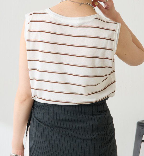  「シアーボーダーナンバーロゴノースリーブ」|Tシャツ・カットソー|