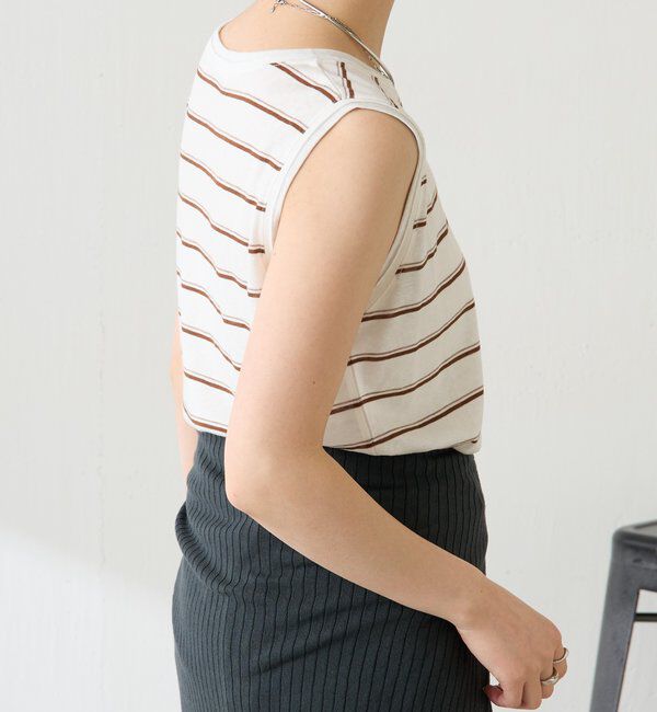  「シアーボーダーナンバーロゴノースリーブ」|Tシャツ・カットソー|