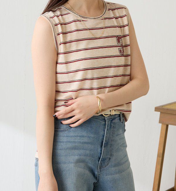  「シアーボーダーナンバーロゴノースリーブ」|Tシャツ・カットソー|