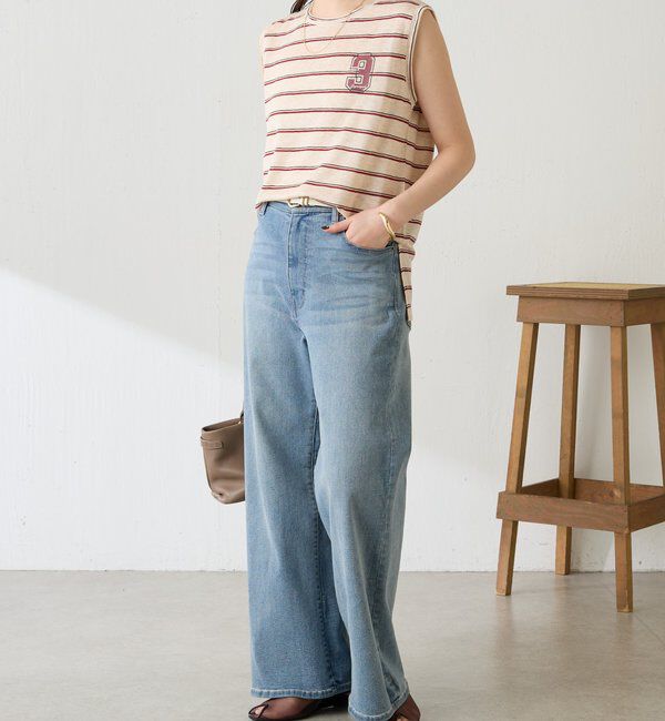  「シアーボーダーナンバーロゴノースリーブ」|Tシャツ・カットソー|