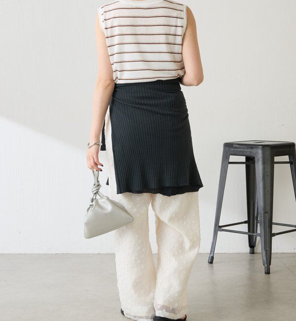  「【着映えデザイン】立体フラワーシアーワイドパンツ」|チノ|