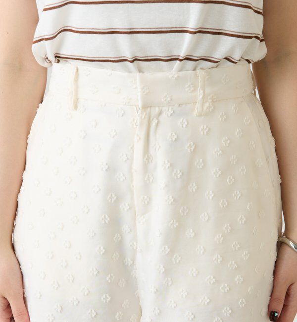  「【着映えデザイン】立体フラワーシアーワイドパンツ」|チノ|