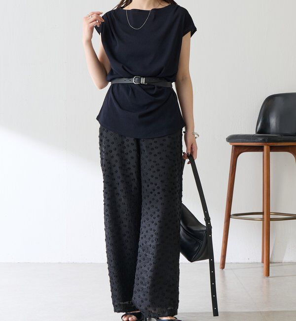  「【着映えデザイン】立体フラワーシアーワイドパンツ」|チノ|