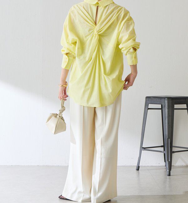  「【涼しく着れる】麻混バックツイストシャツ」|シャツ・ブラウス|