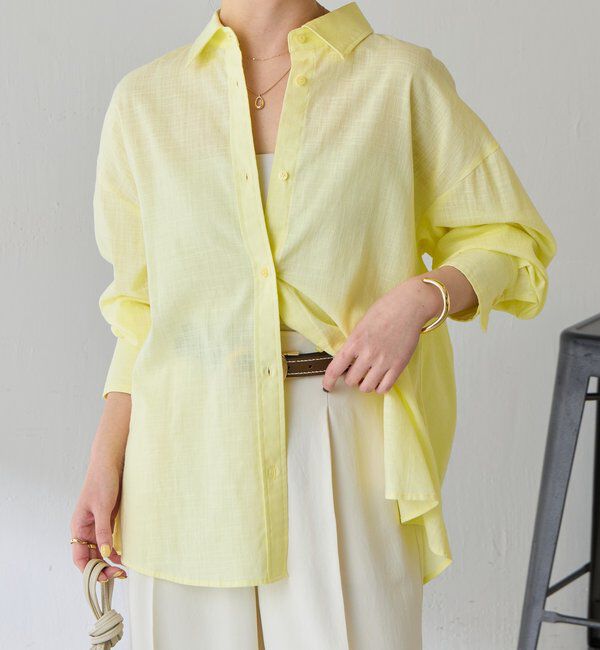  「【涼しく着れる】麻混バックツイストシャツ」|シャツ・ブラウス|