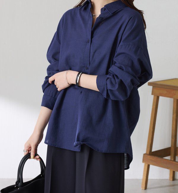  「【涼しく着れる】麻混バックツイストシャツ」|シャツ・ブラウス|