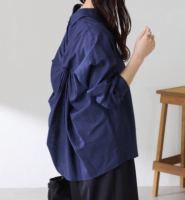  「【涼しく着れる】麻混バックツイストシャツ」|シャツ・ブラウス|