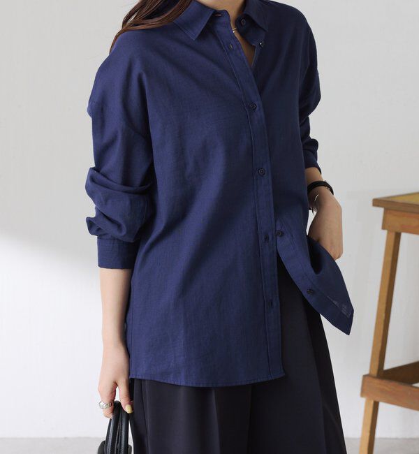  「【涼しく着れる】麻混バックツイストシャツ」|シャツ・ブラウス|
