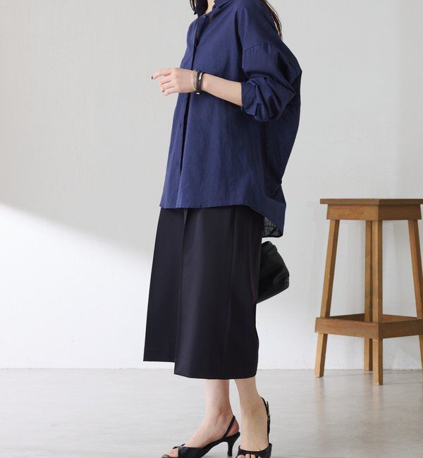  「【涼しく着れる】麻混バックツイストシャツ」|シャツ・ブラウス|