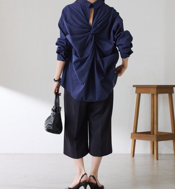  「【涼しく着れる】麻混バックツイストシャツ」|シャツ・ブラウス|