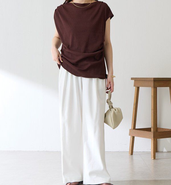  「【上品見えカットソー/シアー】アシメタックフレンチカットソー」|Tシャツ・カットソー|