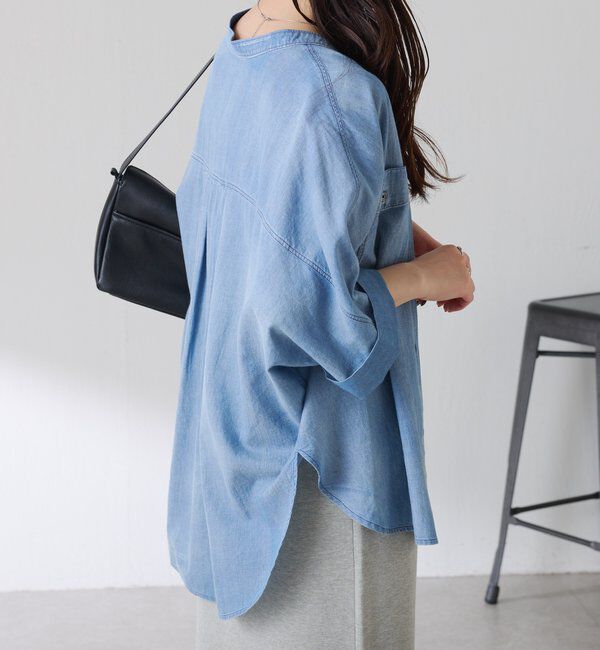  「【丈を変えられる】Q.anosライトデニムドルマンシャツ」|シャツ・ブラウス|