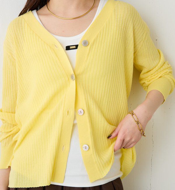  「【接触冷感】ドライコットンワイドリブカーディガン」|ニット・セーター|