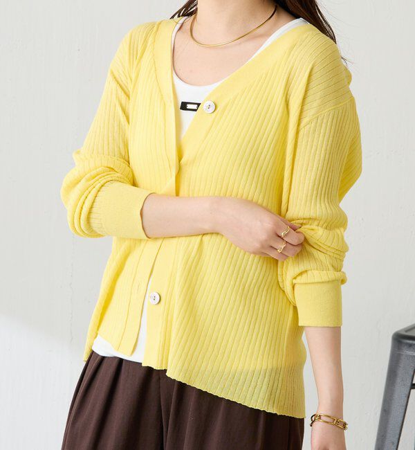  「【接触冷感】ドライコットンワイドリブカーディガン」|ニット・セーター|