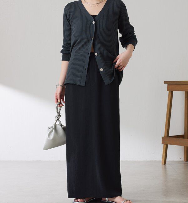  「【接触冷感】ドライコットンワイドリブカーディガン」|ニット・セーター|