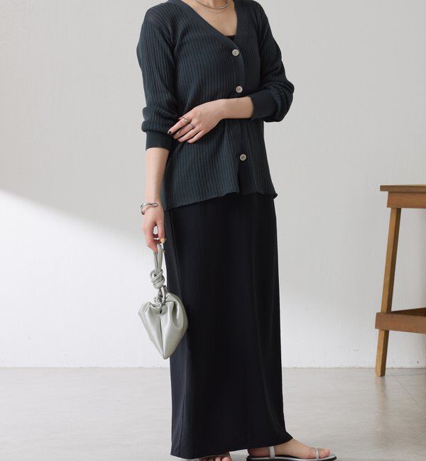  「【接触冷感】ドライコットンワイドリブカーディガン」|ニット・セーター|