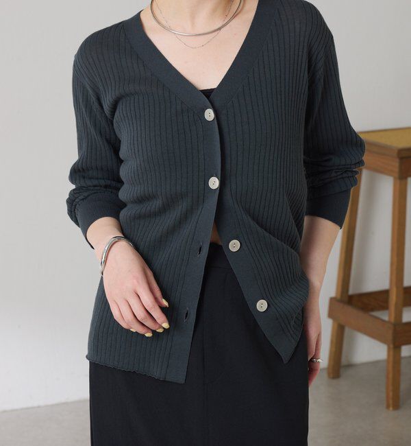  「【接触冷感】ドライコットンワイドリブカーディガン」|ニット・セーター|