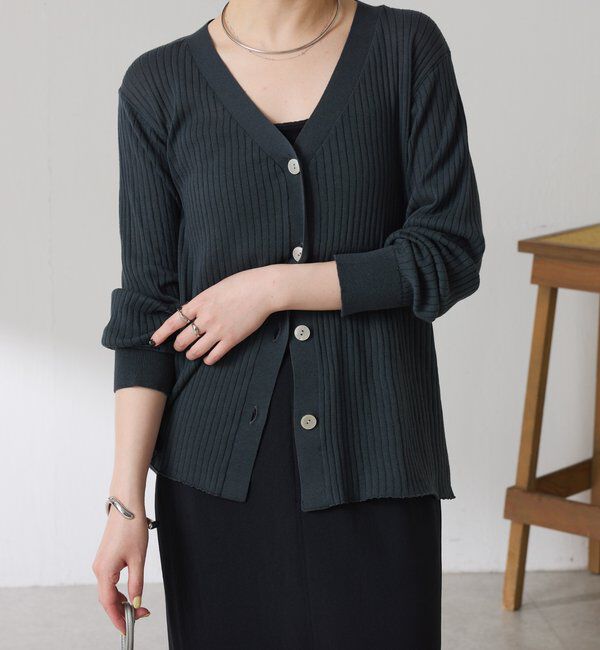  「【接触冷感】ドライコットンワイドリブカーディガン」|ニット・セーター|