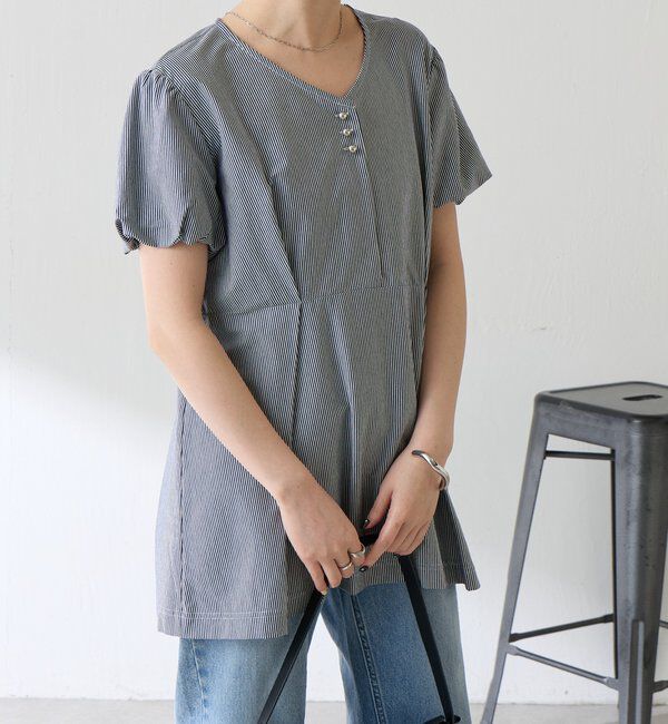  「【スタイルアップ/上品見え】カットタックカットソー」|Tシャツ・カットソー|