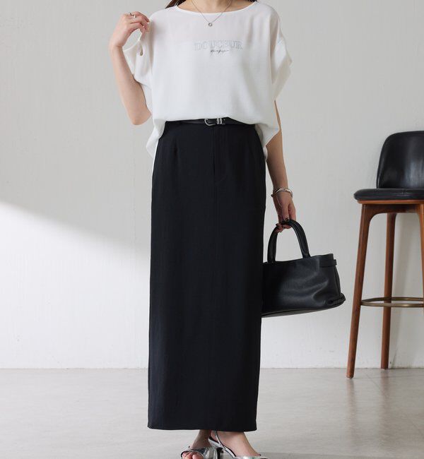  「【袖をアレンジできる】袖アレンジジョーゼットロゴTシャツ」|Tシャツ・カットソー|