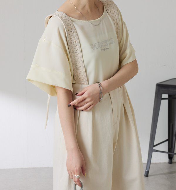  「【袖をアレンジできる】袖アレンジジョーゼットロゴTシャツ」|Tシャツ・カットソー|