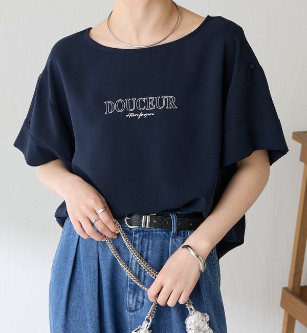  「【袖をアレンジできる】袖アレンジジョーゼットロゴTシャツ」|Tシャツ・カットソー|