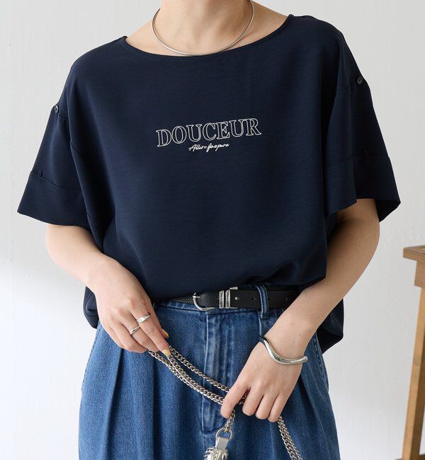  「【袖をアレンジできる】袖アレンジジョーゼットロゴTシャツ」|Tシャツ・カットソー|