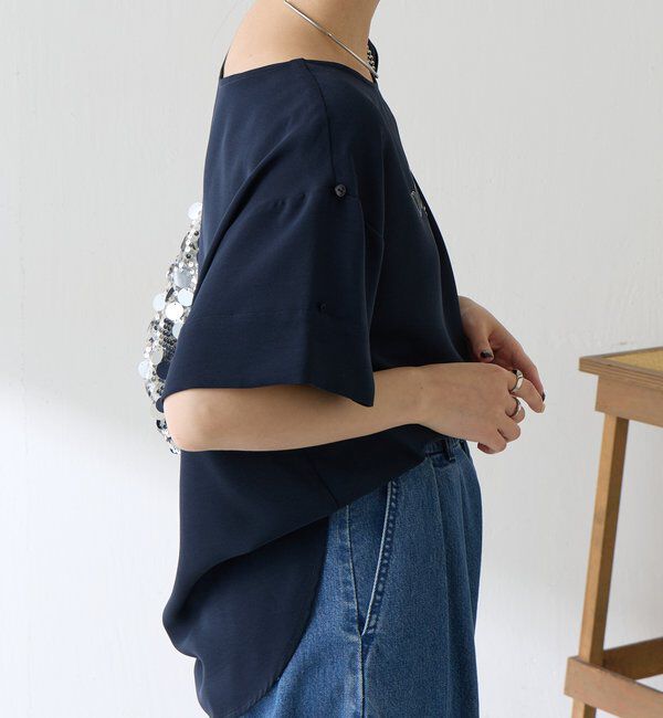  「【袖をアレンジできる】袖アレンジジョーゼットロゴTシャツ」|Tシャツ・カットソー|